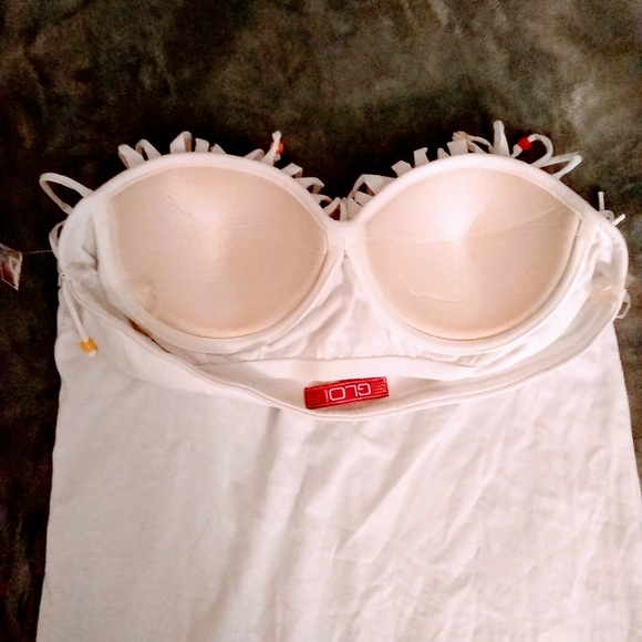 Fun retro bead fringe baendo/strapless top - Picture 7 of 10